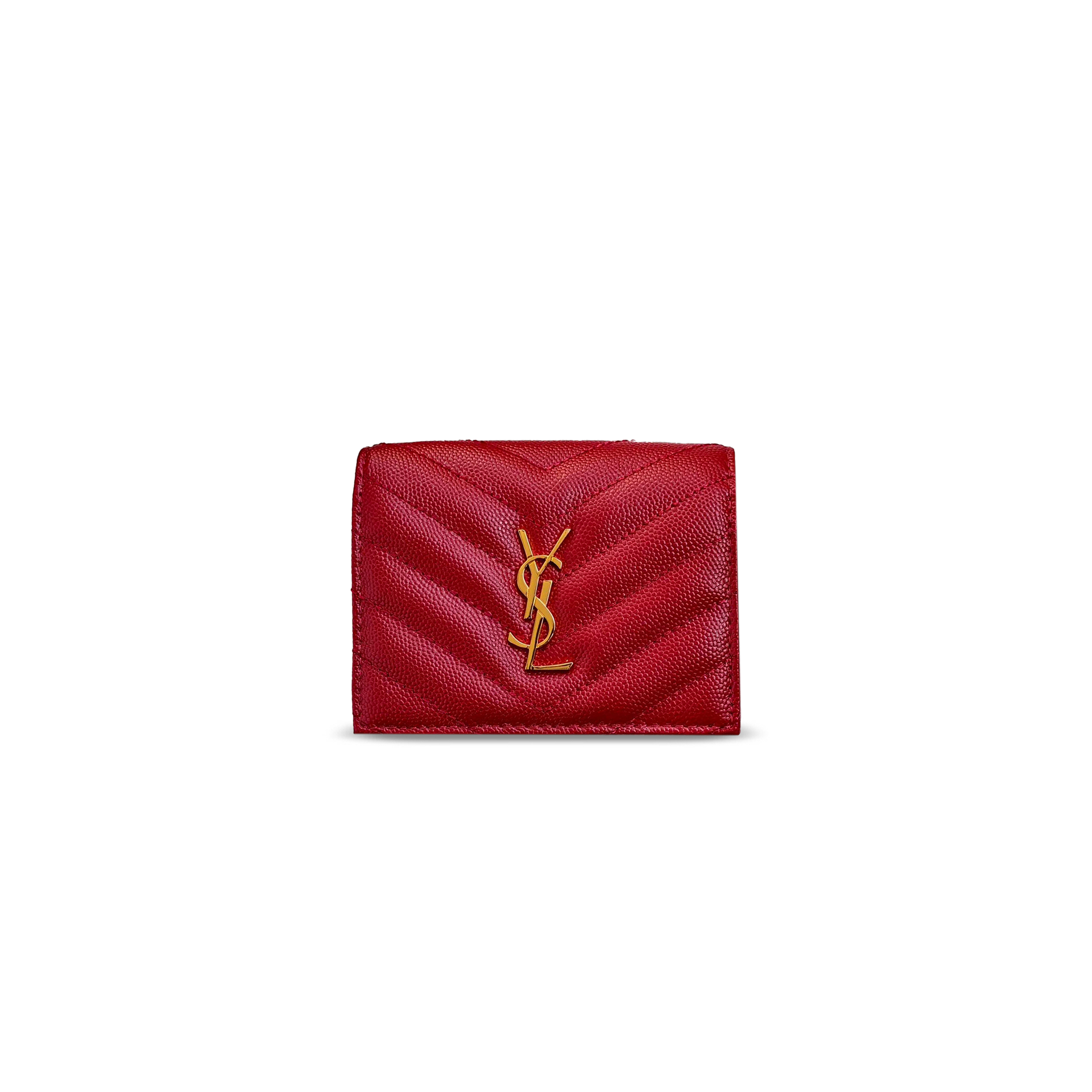 YSL CASSANDRE MATELASSÉ FLAP CARD CASE IN GRAIN DE POUDRE LEATHER 668290 (11*8.5*3cm)